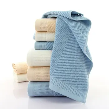 

Cotton Towel Set for Adults 2 Face Hand Towel 1 Bath Towel Bathroom Solid Color Blue White Terry Washcloth Travel Sports Towels