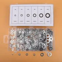 900pcs/set M3-M10 A3 Steel Flat Plain Metal Washers Assortment Kit with Box