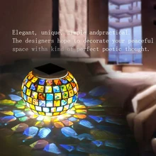 Солнечный СВЕТОДИОДНЫЙ 3D фонарь мозаика стеклянный круглый футляр свет управления Водонепроницаемый домашний открытый садовые светильники или спальни