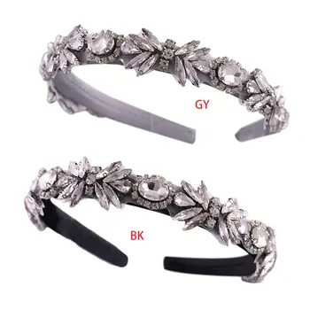 

Korean Vintage Women Jewelry Headband Crystal Diamond Applique Bandana Wedding Bride Rhinestone Flower Party Hair Accessories