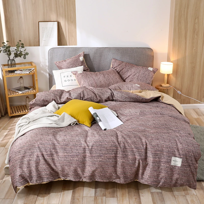 

Simple Nordic Duvet Cover Set Striped Bedding Sets Sanding Cotton Bed Sheet Couple Bed Quilt Single Double Queen King 220x240