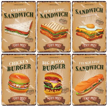 

Big Bacon Burger Metal Plate Tin Sign Plaque Car Vintage Pub Bar Decor Metal Sign Metal Poster Home Decoration Vintage Poster