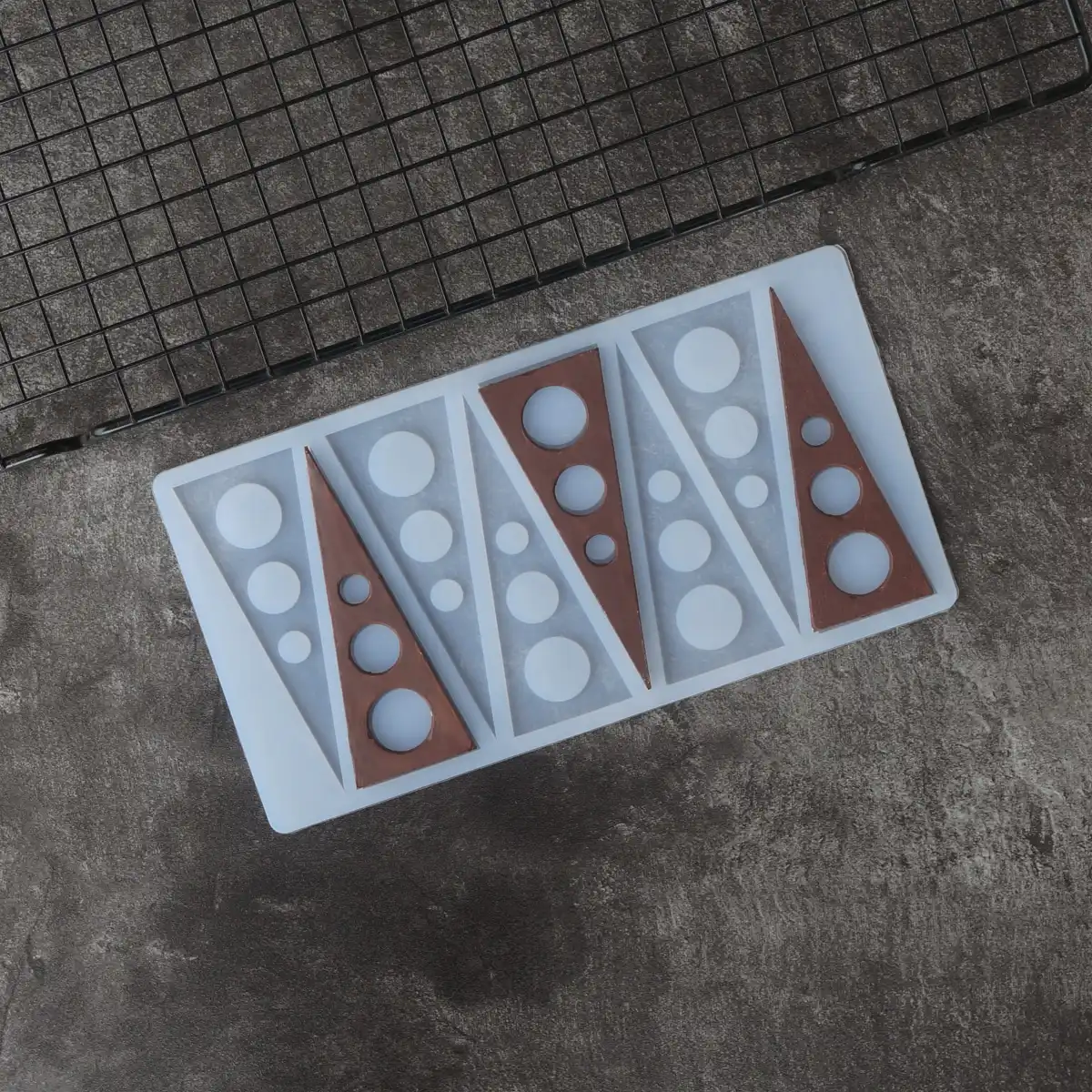 シリコン型 Chablon 三角形形状ステンシル Diy チョコレート Ganish デザート転写シートケーキデコレーション ケーキ型 Aliexpress