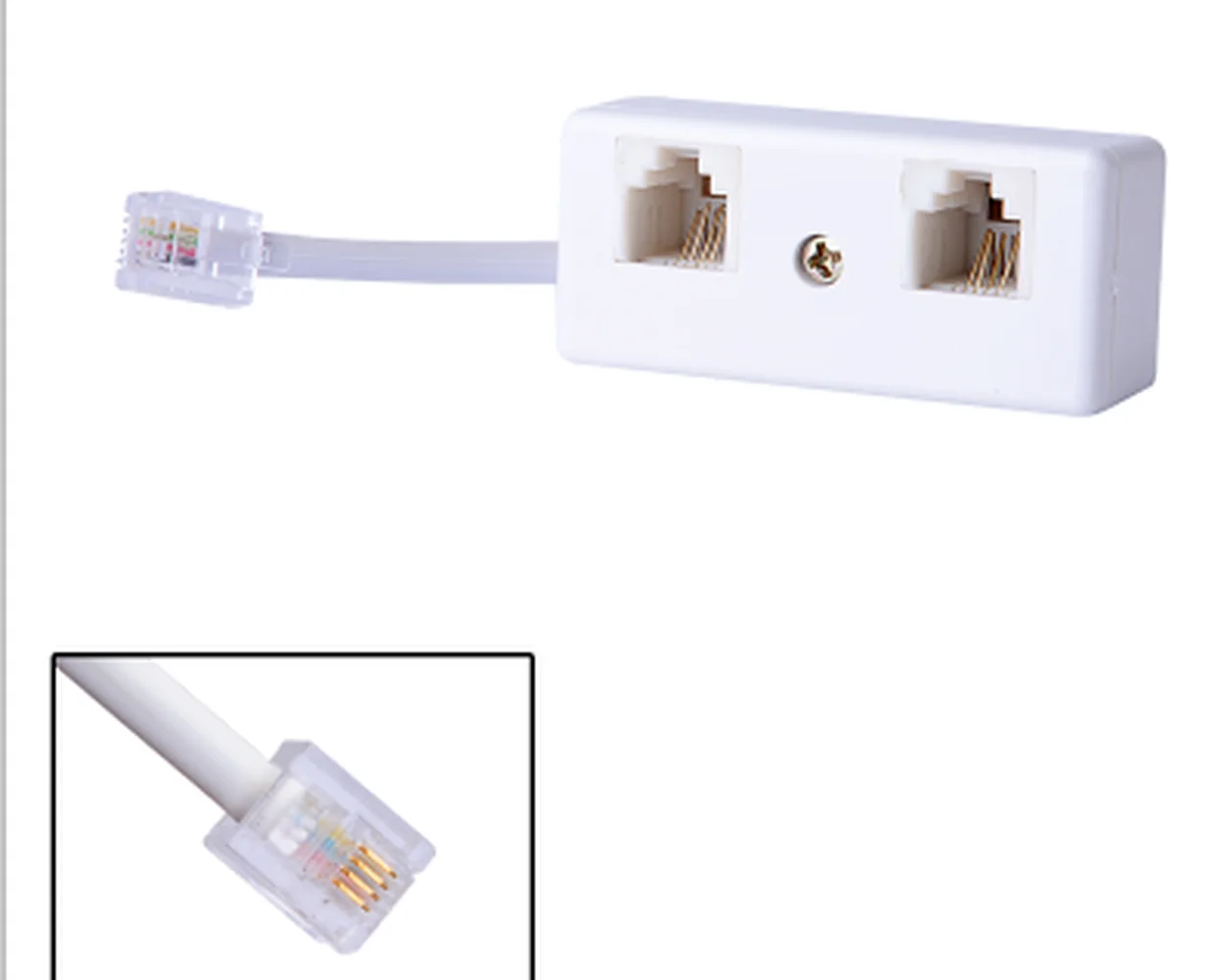 RJ11 6P4C Male to 2x Female M/F Splitter Converter Telephone Adapter Cable White | Компьютеры и офис