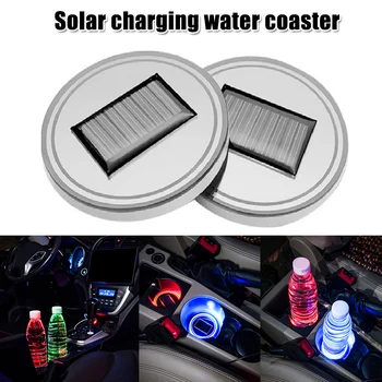 

2 PCS Solar Cup Pad Non-slip Car Accessories LED Light Cover Interior Decoration F-Best