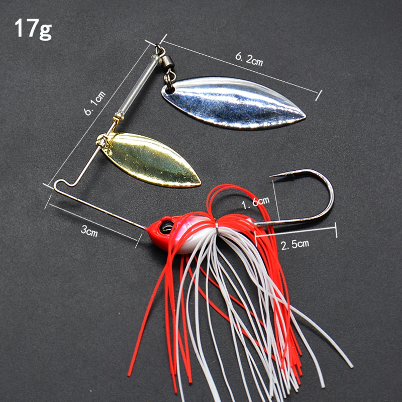 Leurre pêche brochet 12g 17g : leurre cuiller métal spinnerbait avec sequins artificiel pour carnassiers