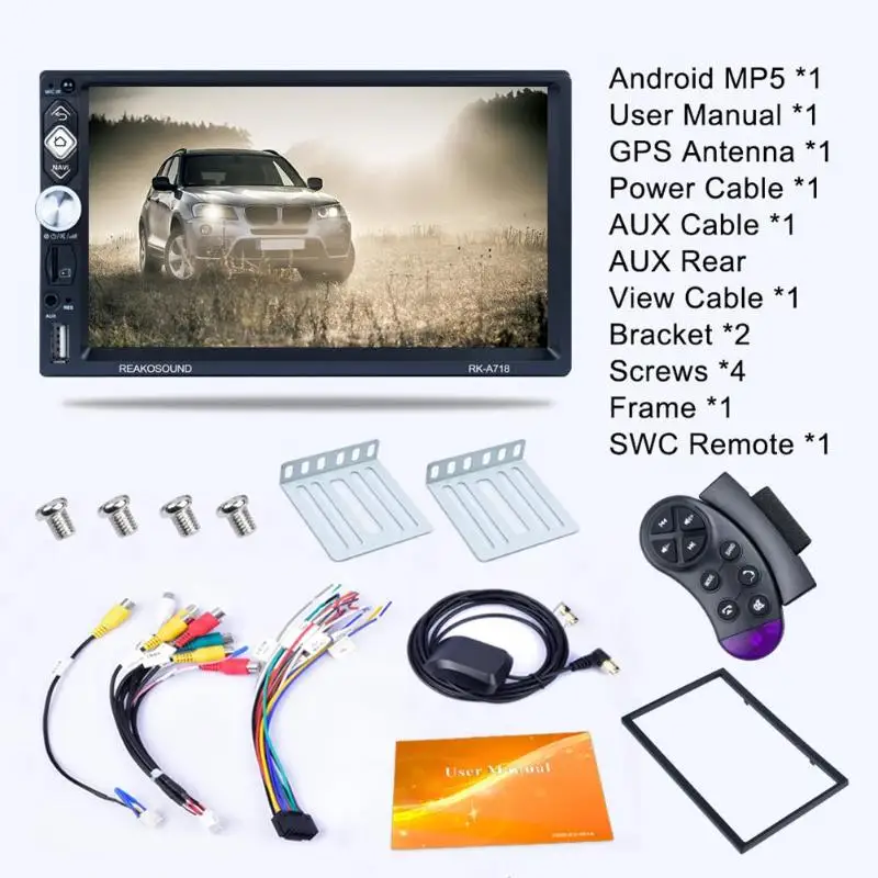 No Camera RK-A718 7 дюймов сенсорный экран Android 8,1 1G+ 16G автомобиль в тире стерео gps Bluetooth 4,0 FM радио Зеркало Ссылка MP5 мультимедийный плеер - Цвет: No Camera