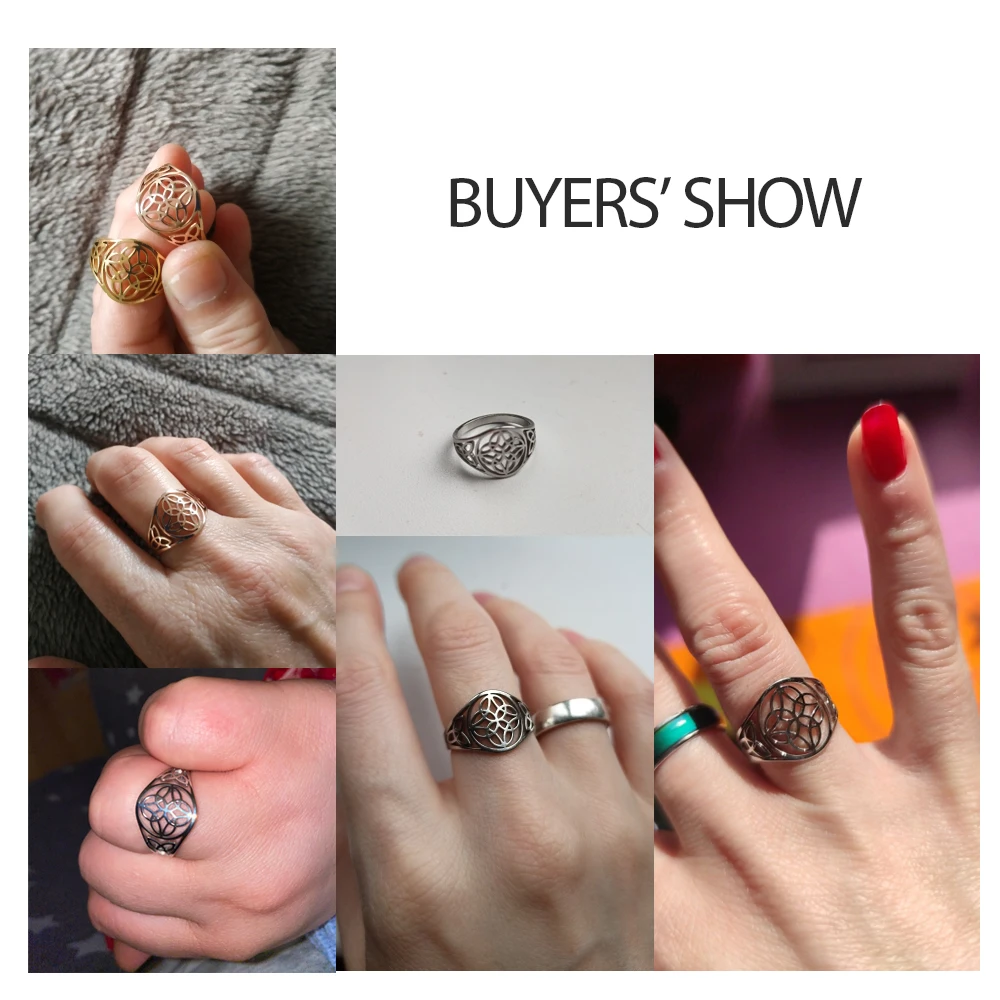 COOLTIME Edelstahl Ringe Blume des Lebens Kreis Celtics Knoten Ring Geschenk für Frauen Männer Schmuck Geburtstag Party Großhandel – Detail 3