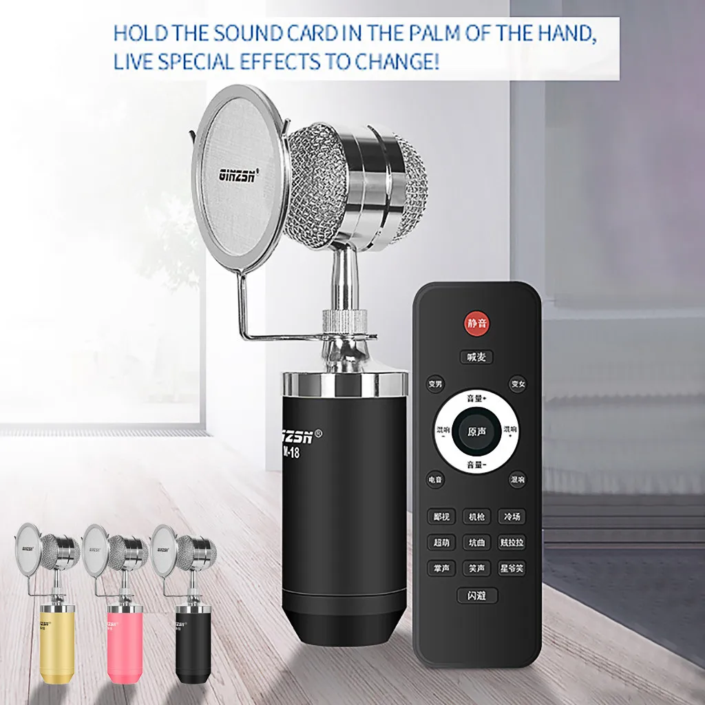 

Condenser Audio Wireless Studio Microphone Vocal Recording KTV Karaoke Microphone Remote Control Intelligent Noise Reduction Mic