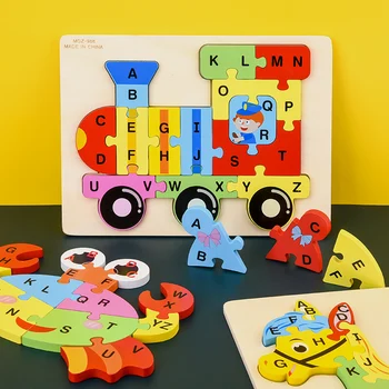 

3D Puzzle Toy Colorful Cartoon Animals Alphabet Letter Puzzles Toys for Children Preschool Learning Kindergardern 2-4 Years Old
