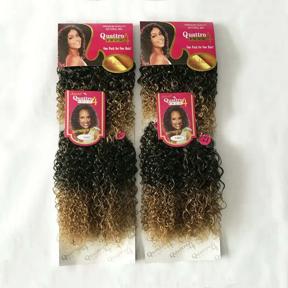 Adorable Quattro Bebe Curl 4pcs Ombre Color Hair Weavon Two Tone Colour Heat Resistant Kinky Curly Full Packat Hair Weaving Synthetic One Pack For Black Aliexpress