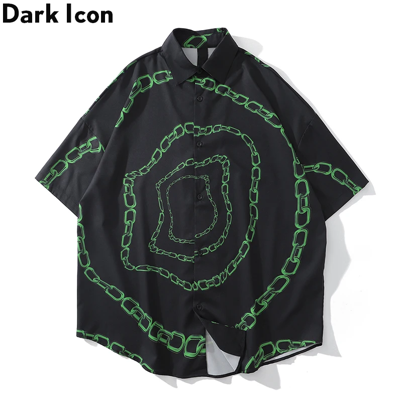 Мужская рубашка оверсайз с коротким рукавом Dark Icon Chain уличная мода Летняя мужская