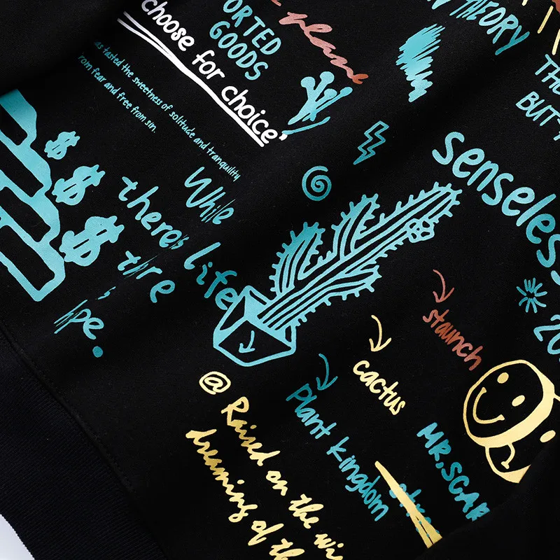 2019 Harajuku Graffiti Hoodie Sweatshirt Men Hip Hop Hooded Pullover Streetwear Hipster Print Autumn Fashion Loose Hoodie Cotton Hoodies Sweatshirts Aliexpress