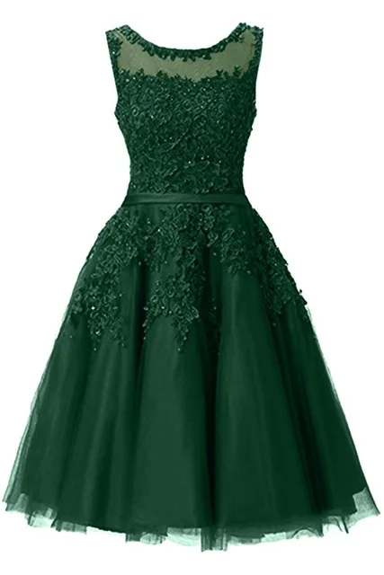 Платье для выпускного вечера, расшитое бисером, короткие свадебные торжественные платья, Аппликации, цветы, длина до колена, селфи-палка со штативом, Bluetooth LX073-1 - Цвет: Зеленый