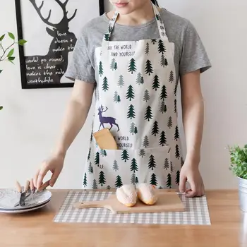 

Cotton Linen Adjustable Lovers Apron High-grade Buffalo Plaid Kitchen Apron for Cooking Baking Restaurant Pinafore Cleaning Tool
