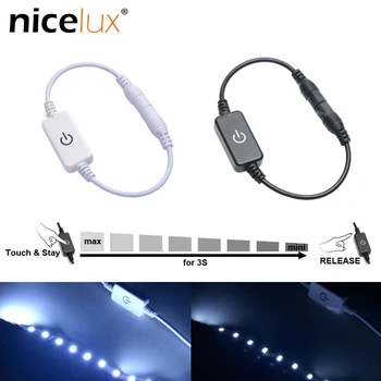 

LED Dimmer Touch Switch Brightness with DC Female Male Plug for Single Color LED Strip Lamp DC 12V-24V 3A Black White