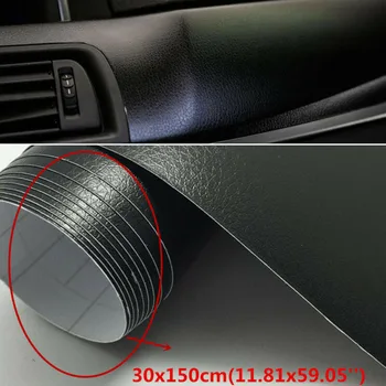 

Vinyl Car Sticker Wrap Interior Inner Exterior Black Leather 30x150cm Replacement
