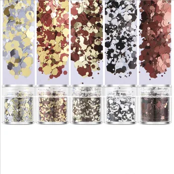 

5pots Orange Set Glitter Flakes Sparkly Hexagon Colorful Bling Sequins For Diy Resin Crafts Jewelry Tool Pigment