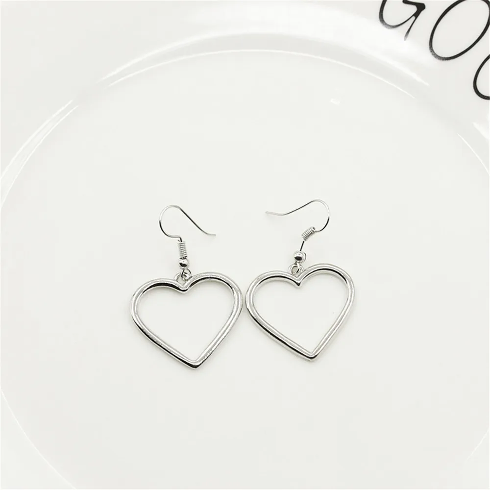 Simple Design Silver Color Hollow Heart Drop Earrings For Women New Brand Fashion Ear Cuff Piercing Dangle Earring Gift A197