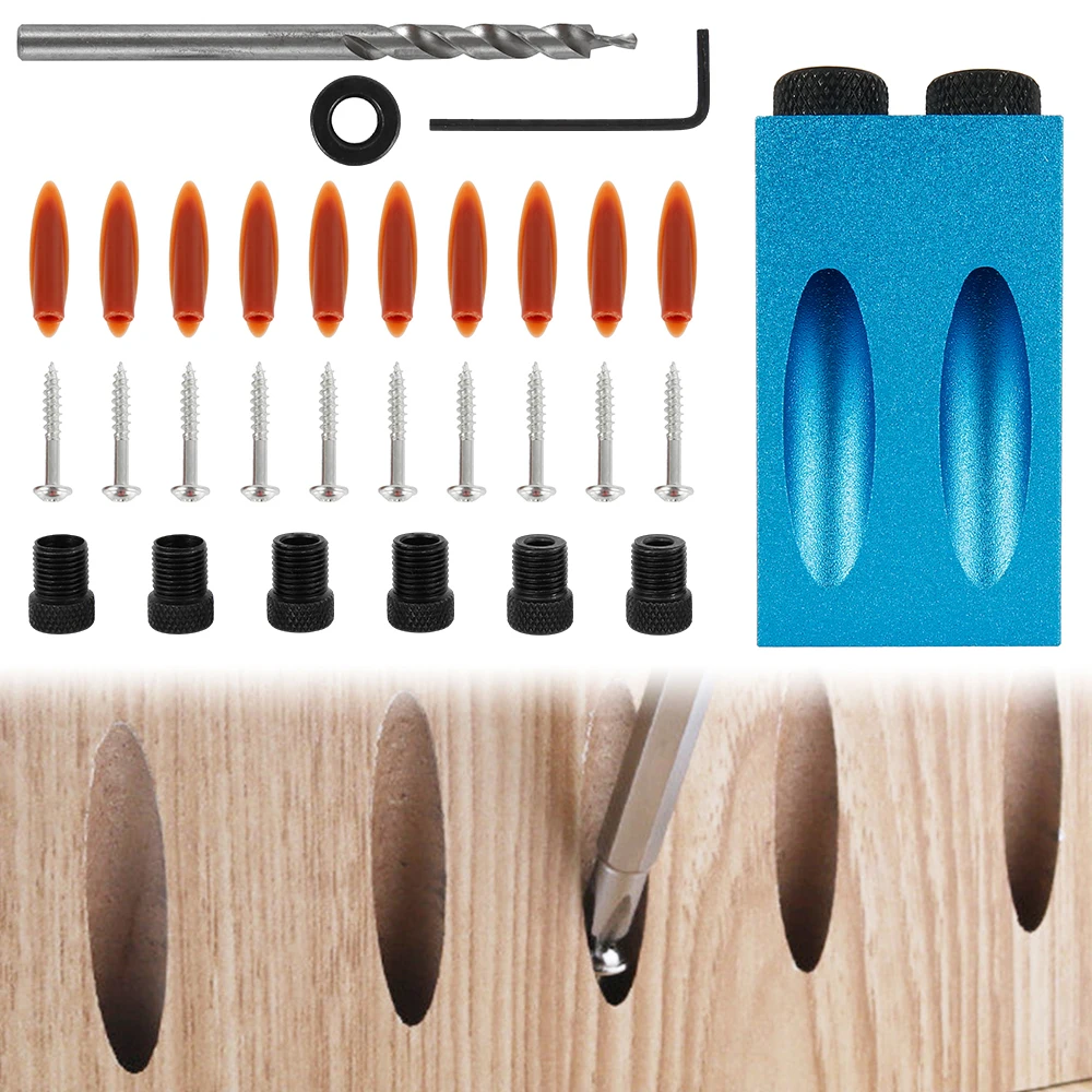 

30pc Woodworking Oblique Hole Locator Drill Bits Pocket Hole Jig 15Degree Angle Drill Guide Set Hole Puncher DIY Carpentry Tools