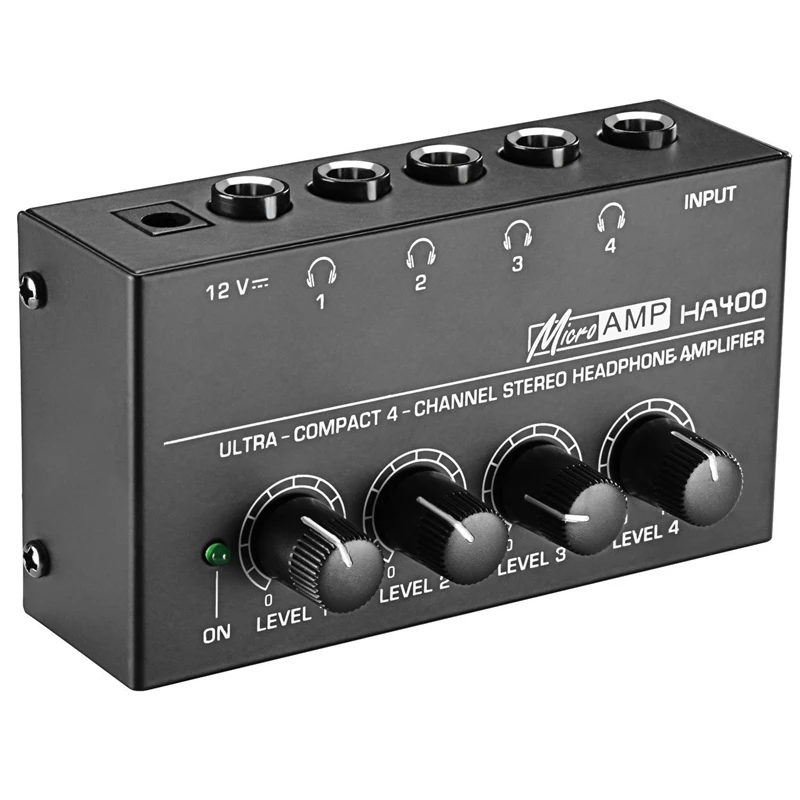 Ha400 Ultra Compact 4 Channels Mini o Stereo Headphone Amplifier with Power Adapter
