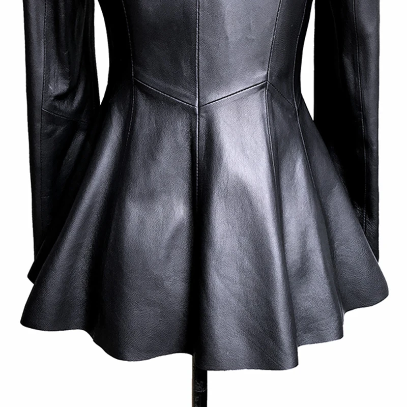 Black Blazer Leather Sleeves | Elegant Leather Jackets Women