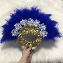 Африканский женский веер, мягкий веер с перьями, веер с камнями для свадьбы и вечеринки