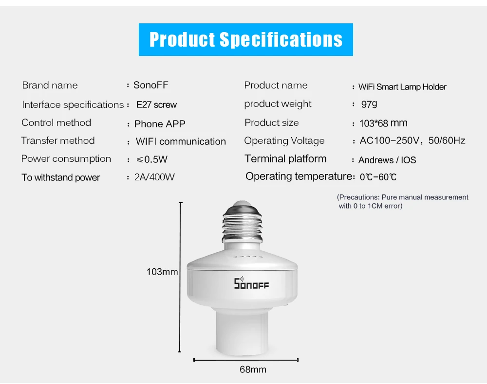 Itead Sonoff Slampher 433Mhz RF светильник E27 держатель лампы беспроводной для умного дома беспроводной пульт дистанционного управления 2A 400W