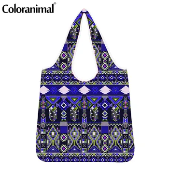 

Coloranimal Brand Design American Tribe Print Ladies Big Shopper Bags Eco Bags Functional Storage Grocery Bag Tote Bag for Women