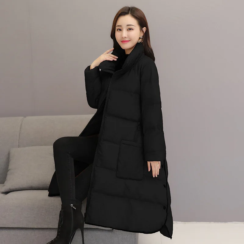 

Cotton-padded Clothes 2018 Winter Fashion Comfortable Simple Cool Solid Color Mid-length Long Sleeve