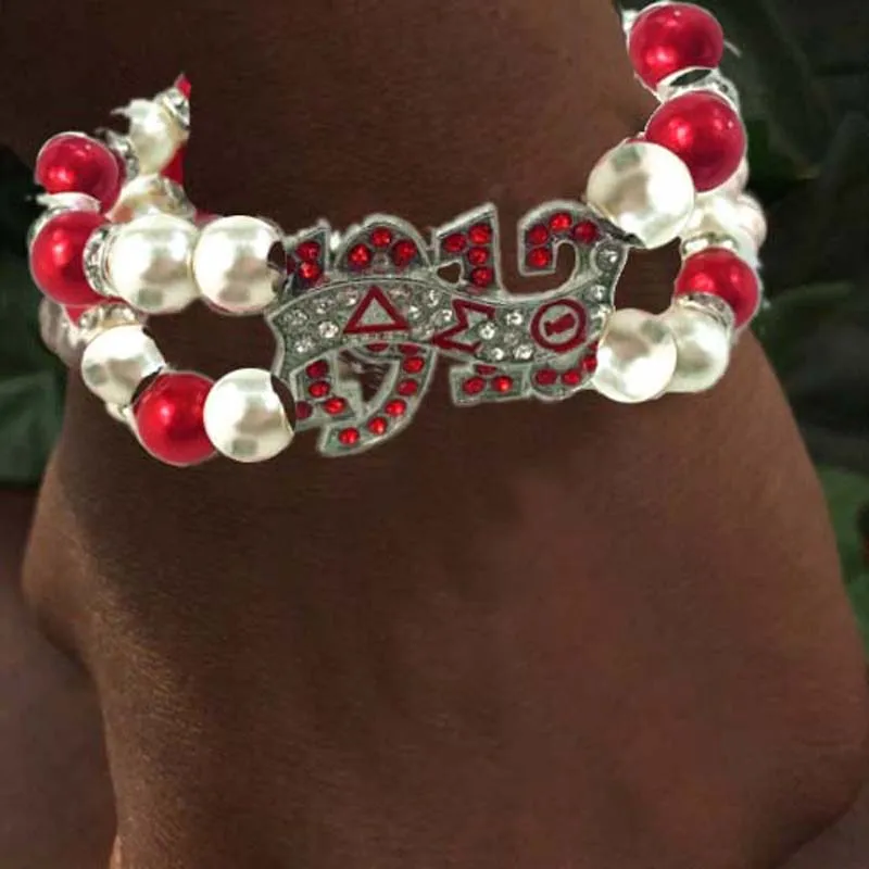 

Newest Delta Sigma Theta Sorority red and white custom dst 1913 charm Bracelet