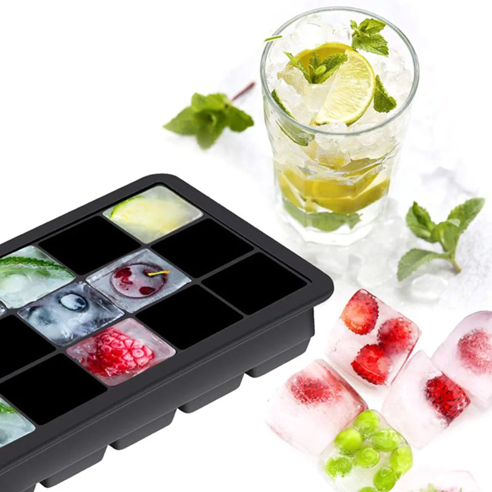 ICESTCHEF 15 Сетки силиконовая форма для льда кубик льда лоток с крышкой квадратный мороженое производитель Кухня Бар инструменты