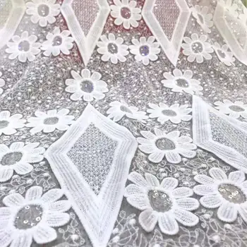 

5yards most popular series for dress wedding dress water-soluble lace fabric Africa Kenya lace wedding cloth JY901