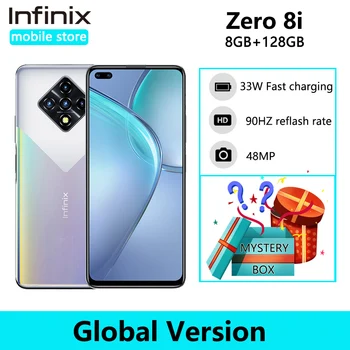 Перейти на Алиэкспресс и купить Глобальная версия Infinix Zero 8i 8 ГБ 128 мобильный телефон 6,85 дюймFHD 90 Гц Full Экран 48MP Quad Camera 4500 мА/ч, Батарея 33 Вт Зарядное устройство