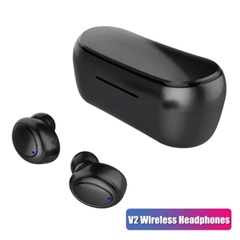 

V2 TWS Wireless Bluetooth 5.0 headphones mini Earphones HIFI Headset Earbuds Case For Iphone Xiaomi Redmi Samsung Android IOS