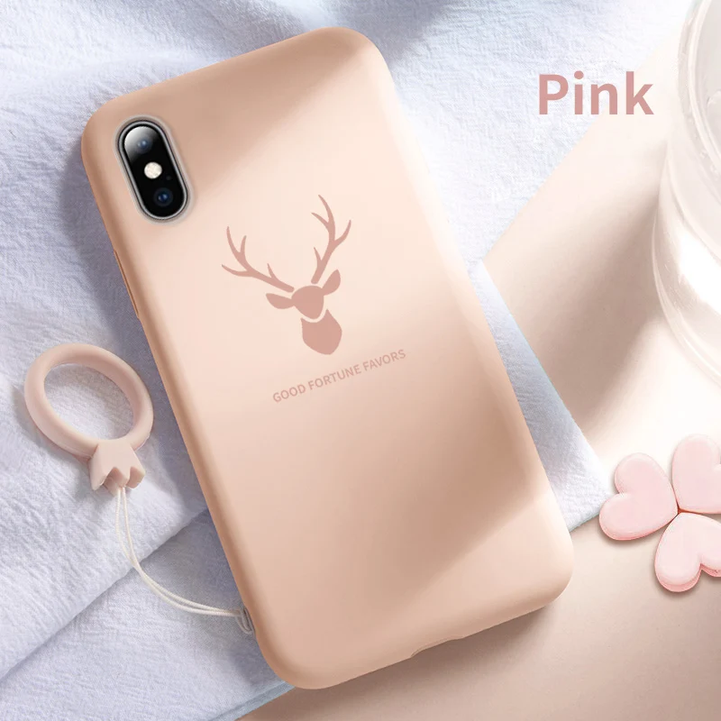 ASINA, жидкий силиконовый чехол для iPhone XR 6 7 8 plus, скандинавский стиль, модный чехол с оленем для iPhone 11 Pro Max X Xs Max, Coque Capa - Цвет: Pink Sand