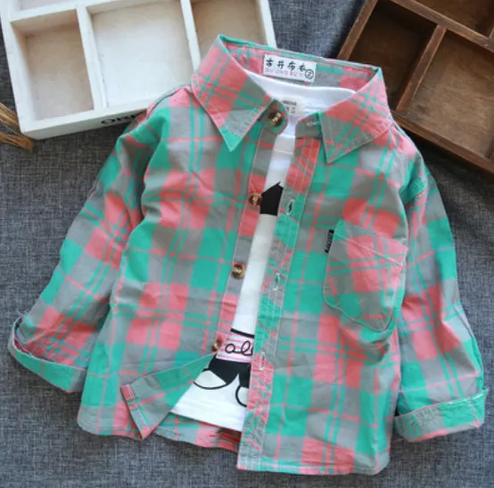 Only shirt Лидер продаж, Детские рубашки для маленьких мальчиков на весну-осень, модная одежда клетчатые хлопковые топы с длинными рукавами, Детская рубашка с отложным воротником - Цвет: Only shirt