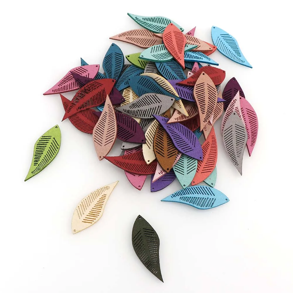 

50pieces Colorful PU Leaves Fringe Tassel Leaf Tassel DIY Necklace Bracelet Earrings Charms for DIY Jewelry Accessories