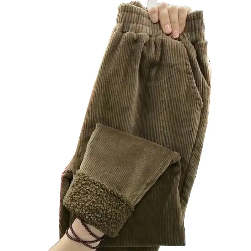 

Corduroy Harem Pants Women 2020 New Autumn Winter Fashion Elastic Waist Thicken Warm Female Long Trousers High Waist Pants