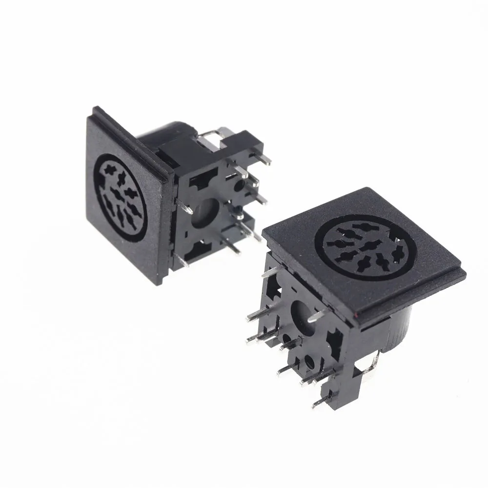 100 pcs 262 Degree 8 Pin DIN Female Socket Solder PCB Panel Mount Right Angle Circular Receptacle Jack Chassis Push-Pull Power