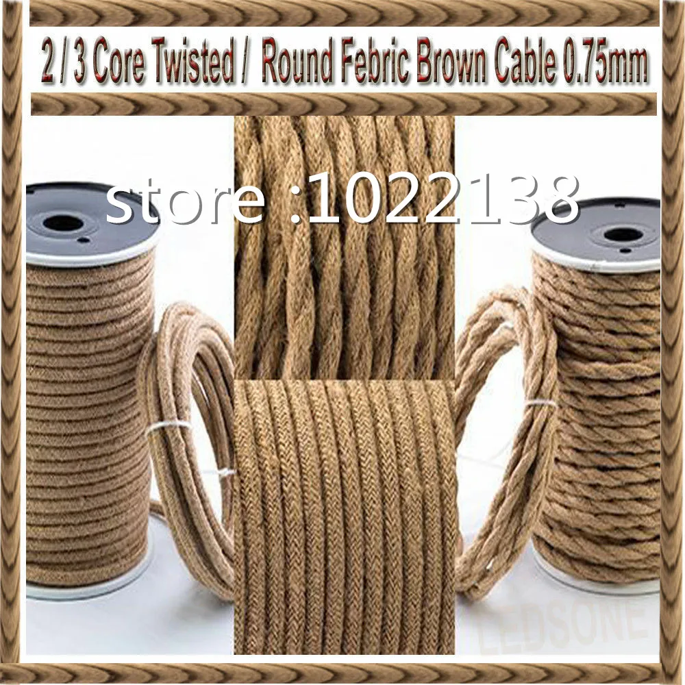 Hemp 3 Core Vintage Electrical Rope Wire Twisted Cable Retro Braided Fabric 0.75 