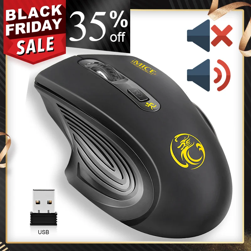 

iMice Optical Wireless Mouse 2000DPI Adjustable USB 3.0 Receiver Computer Mouse 2.4GHz Ergonomic Design Gaming Mice For Laptop