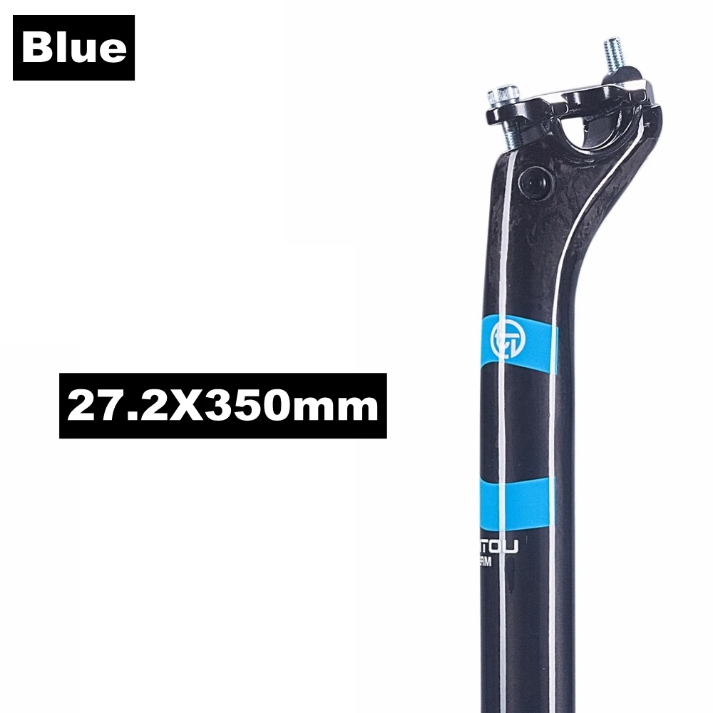 Blue 27.2X350mm TOMTOU полный UD углеродное волокно Подседельный штырь для горного велосипеда 27,2/30,8/31,6 дорожный руль MTB велосипед Подседельный штырь трубки Аксессуары для велосипеда - Цвет: Blue 27.2X350mm