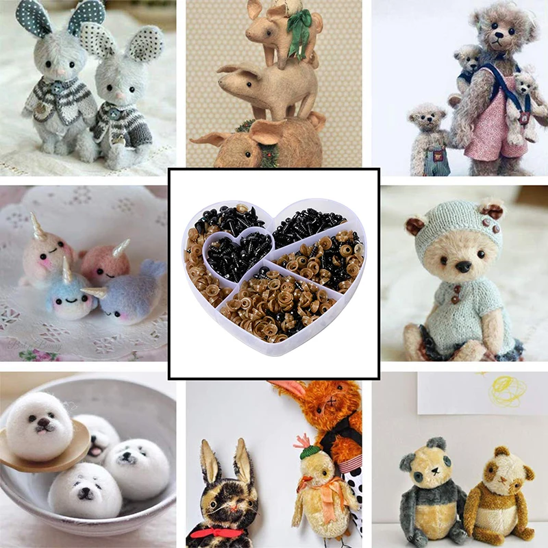 MIUSIE Eyeball Doll Safety Nose Black Plastic Crafts Eyes For Teddy Bear Stuffed Toys Snap Animal Puppet Dolls Craft Eyes