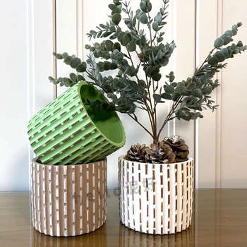 

Round concrete flowerpot silicone Mold DIY cement big Pot furniture Silicone molds Decorative pattern flowerpot mold