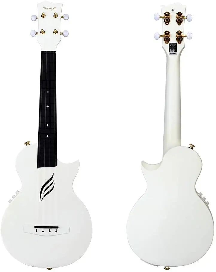 White Концертные Гавайские гитары укулеле электрические Enya Nova U/PK EQ 2" Cutaway углеродное волокно для начинающих путешествия набор укулеле с трансакустическим звукоснимателем - Цвет: White