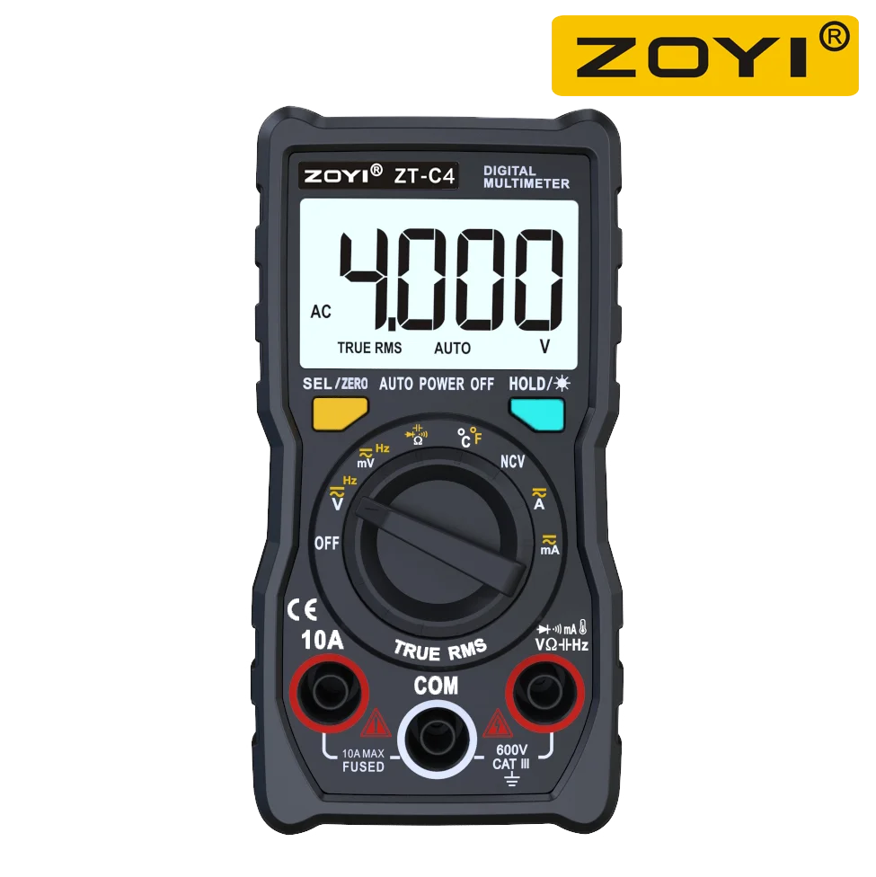 ZOYI C4 Ultra-Compact Digital Multimeter - True RMS Auto-Ranging with 4000 Count Display 7