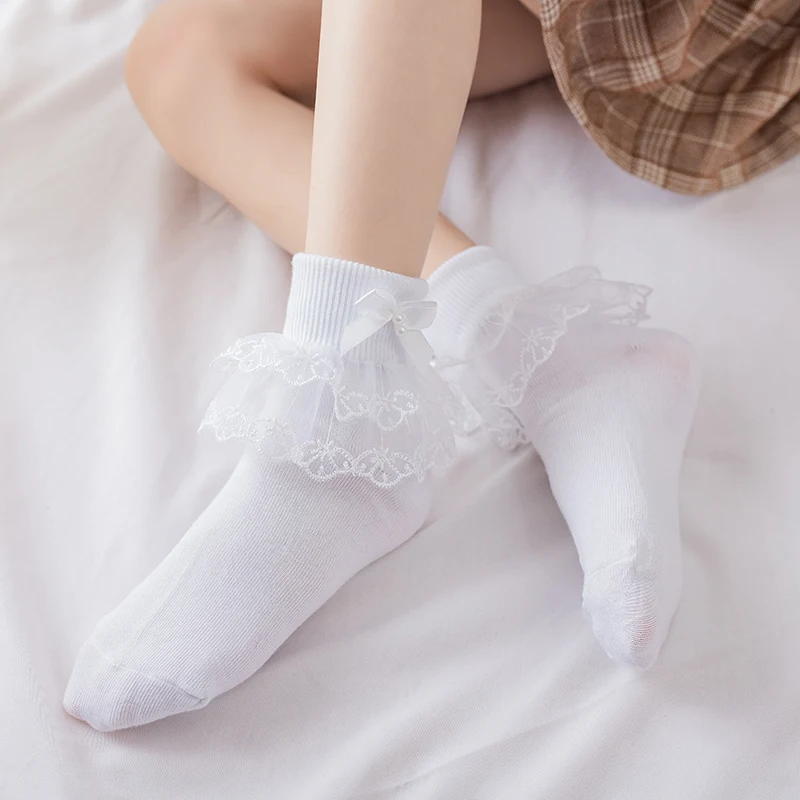 Children lace socks girl socks cotton baby princess children lace white dance kids socks