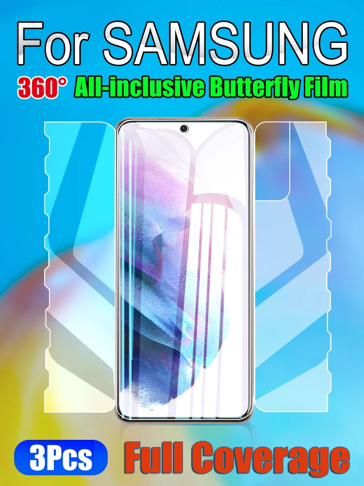 glass cover mobile 3 in 1 Front Back S22 S21Ultra Butterfly Screen Protector For Samsung Note 10 20U Soft Hydrogel Film Galaxy S20 Plus S10+ S20FE cell phone screen protector