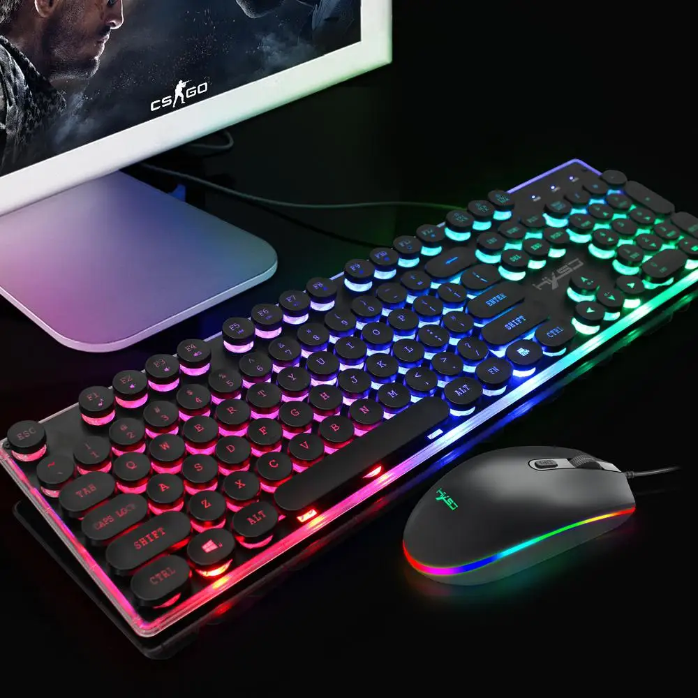 

DSstyles keyboard and Mouse Wired with backlight keyboard Russia Gamer kit Silent DSstyles Mouse Set For PC Laptop Ergonomic
